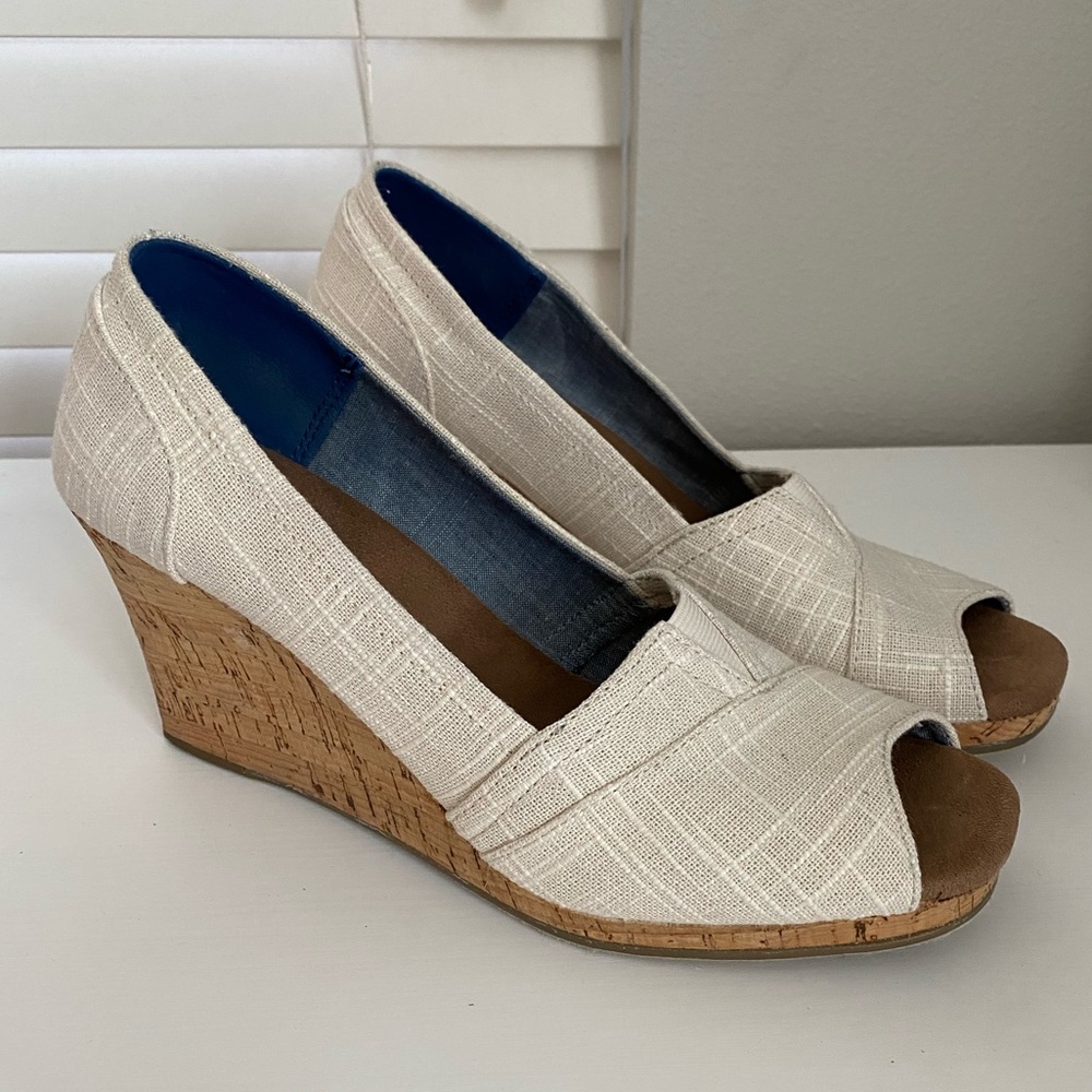 TOMS Cream Wedge Pump